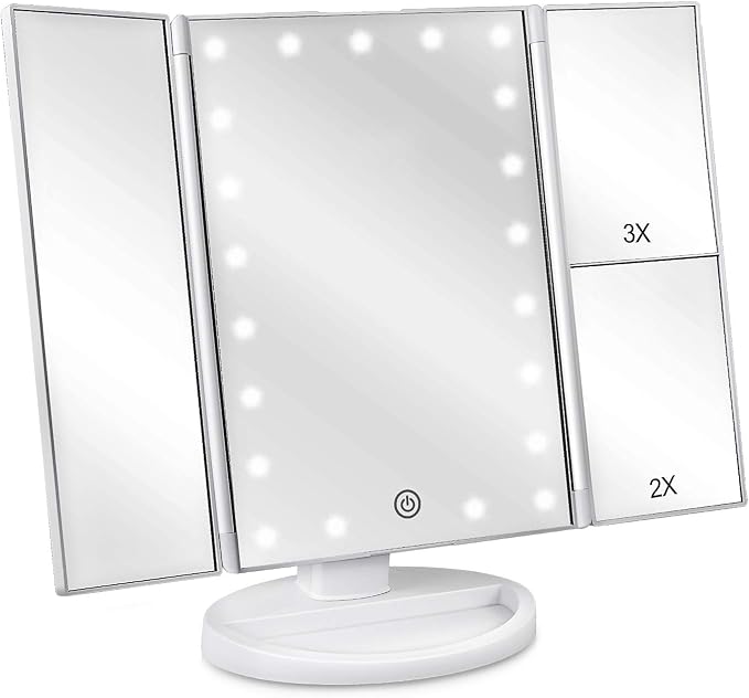 Espejo de Maquillaje LED con Luz Táctil y Aumento 3x